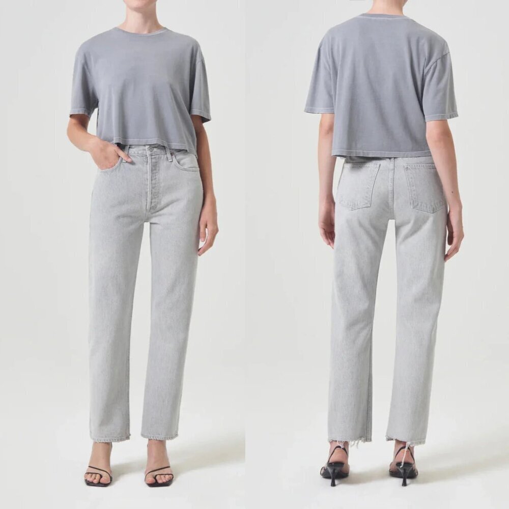 AGOLDE 90s High Rise Pinch Waist Straight Leg Grey Jeans Size 28